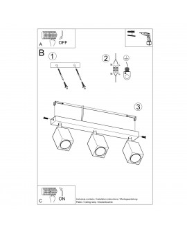 Plafon KEKE 3 dąb Sollux SL.1037