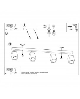 Plafon KEKE 4 dąb Sollux SL.1038