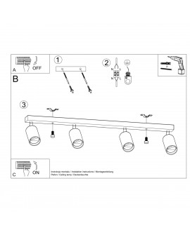 Plafon BERG 4 naturalne drewno Sollux SL.1042