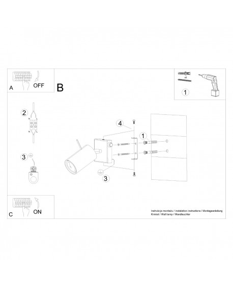 Kinkiet RING czarny z włącznikiem Sollux SL.1049