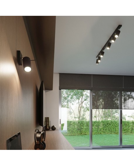 Kinkiet RING czarny z włącznikiem Sollux SL.1049