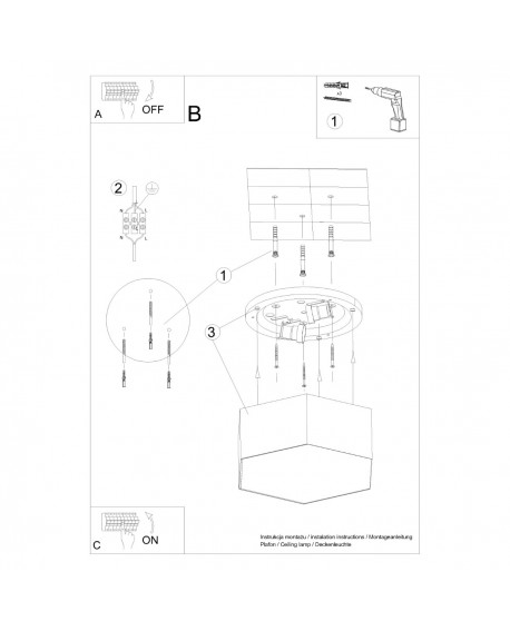 Plafon SUNDE 15 czarny Sollux SL.1061