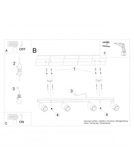 Plafon NERO 4 czarny/chrom Sollux SL.1067