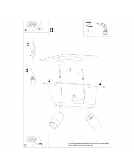 Plafon NERO 2 czarny/złoty Sollux SL.1070