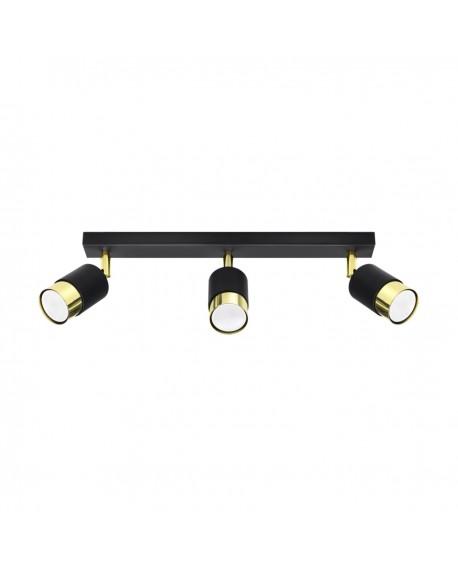 Plafon NERO 3 czarny/złoty Sollux SL.1071