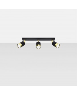 Plafon NERO 3 czarny/złoty Sollux SL.1071