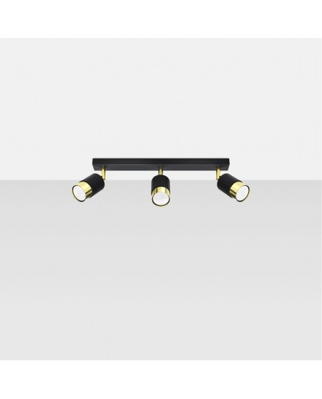 Plafon NERO 3 czarny/złoty Sollux SL.1071