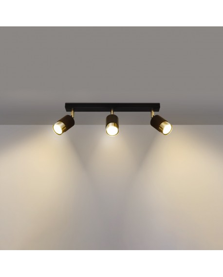 Plafon NERO 3 czarny/złoty Sollux SL.1071