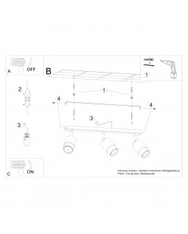 Plafon NERO 3 czarny/złoty Sollux SL.1071