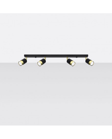 Plafon NERO 4 czarny/złoty Sollux SL.1072