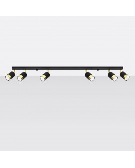 Plafon NERO 6 czarny/złoty Sollux SL.1073