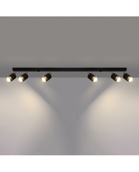 Plafon NERO 6 czarny/złoty Sollux SL.1073