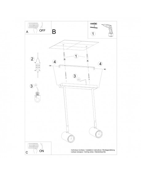 Plafon NORANO 2 czarny Sollux SL.1075
