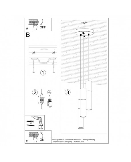 Lampa wisząca BORGIO 3P biały Sollux SL.1080