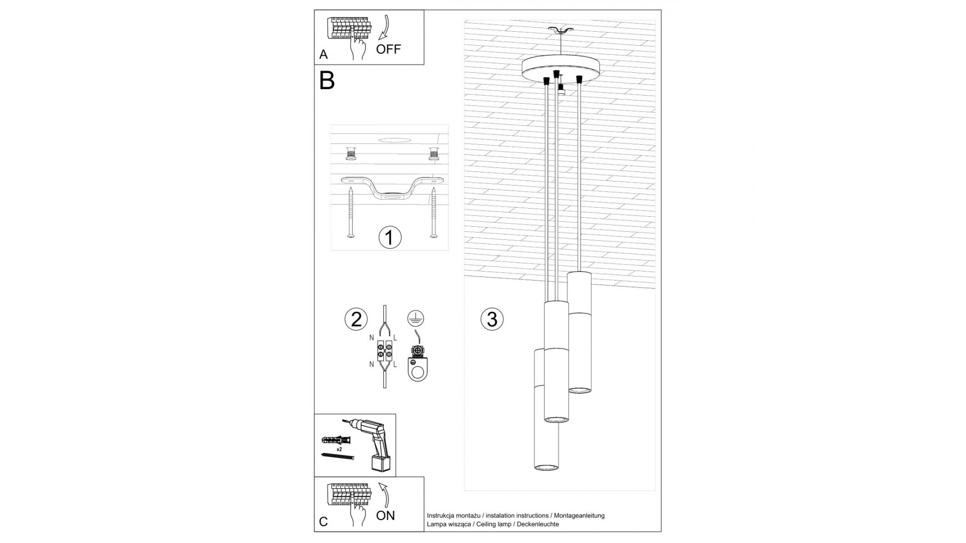 Lampa wisząca BORGIO 3P biały Sollux SL.1080