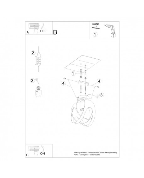 Plafon TULOS czarny Sollux SL.1086