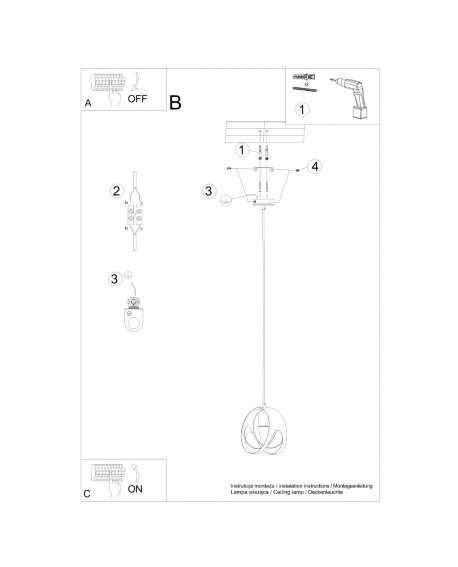 Lampa wisząca TULOS 1 czarna Sollux SL.1087