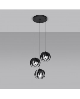 Lampa wisząca TULOS 3P czarna Sollux SL.1088