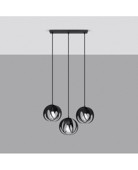 Lampa wisząca TULOS 3L czarna Sollux SL.1089