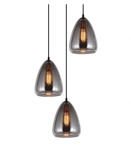 POTRÓJNA NOWOCZESNA LAMPA WISZĄCA LOFT DYMIONA BRAGA W3 LUMINA DECO
