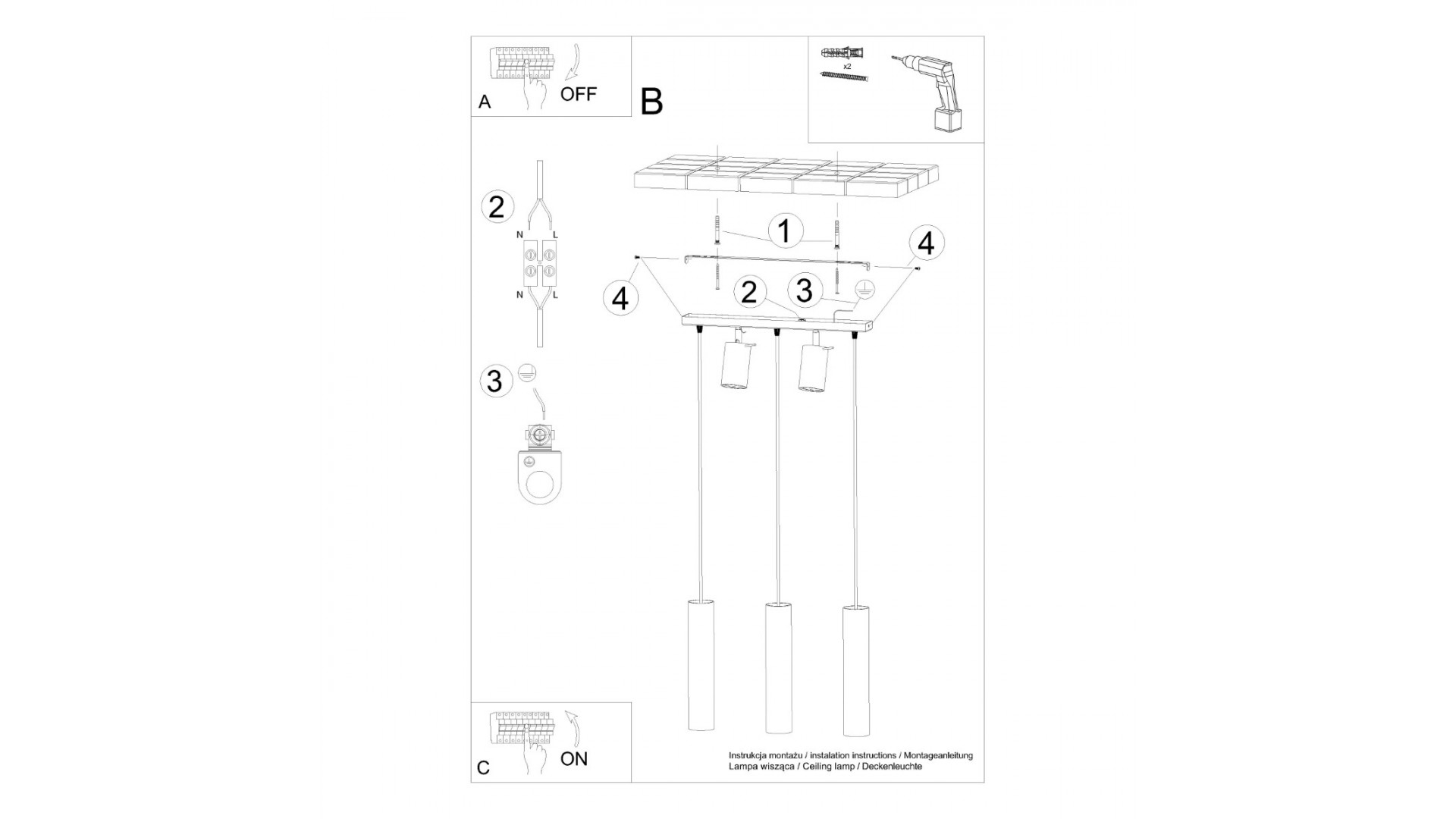 Lampa wisząca RING 3 biały Sollux SL.1098