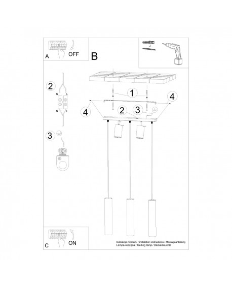 Lampa wisząca RING 3 czarny Sollux SL.1099