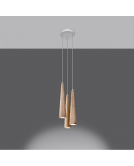 Lampa wisząca SULA 3P naturalne drewno Sollux SL.1101