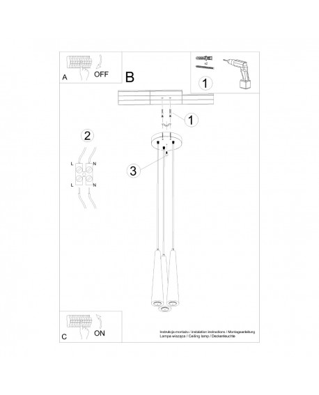 Lampa wisząca SULA 3P naturalne drewno Sollux SL.1101