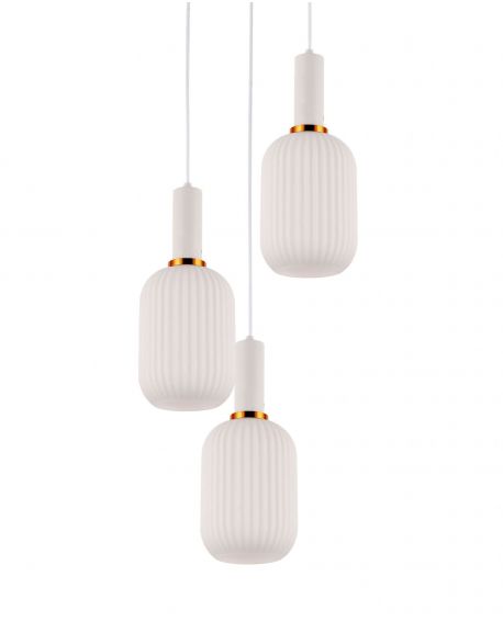 LAMPA WISZĄCA LOFT BIAŁA POTRÓJNA RICO W3 LUMINA DECO