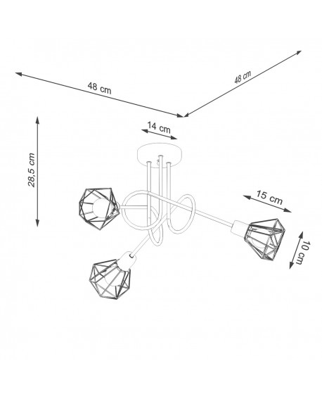 Żyrandol ARTEMIS 3S czarny Sollux SL.1109
