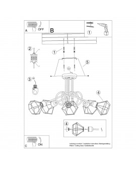 Żyrandol ARTEMIS 5S czarny Sollux SL.1110