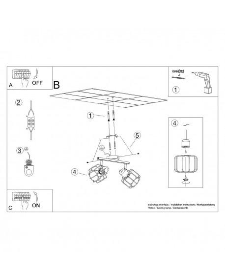 Plafon BELUCI 2 czarny Sollux SL.1115