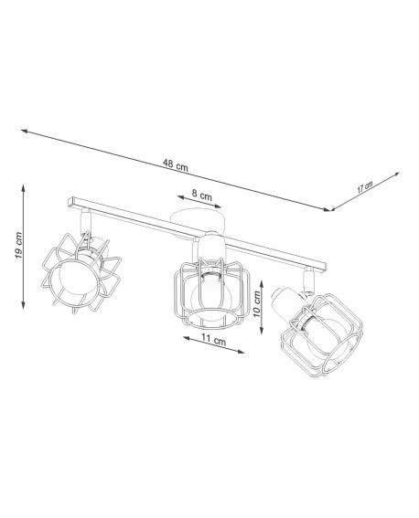 Plafon BELUCI 3 czarny Sollux SL.1116