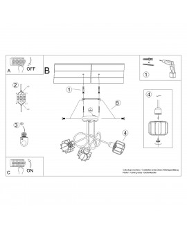 Żyrandol BELUCI 3S czarny Sollux SL.1118