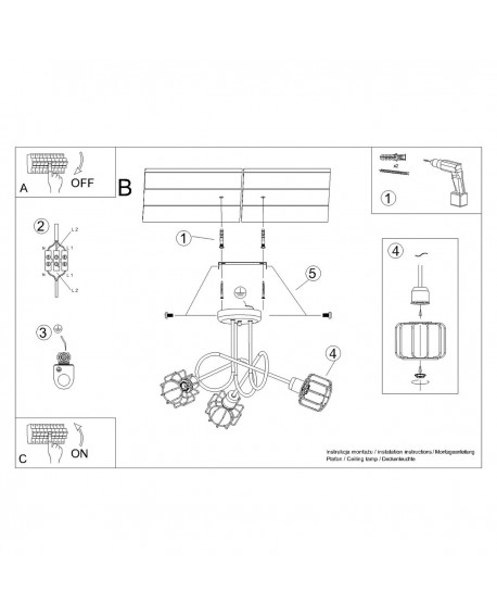 Żyrandol BELUCI 3S czarny Sollux SL.1118