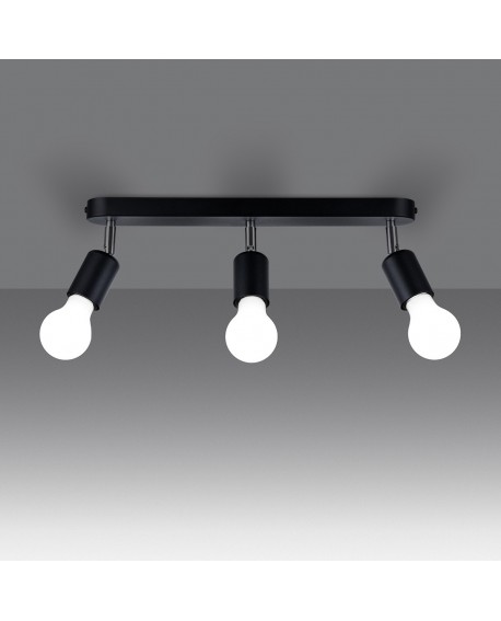 Plafon FORNES 3 czarny Sollux SL.1122