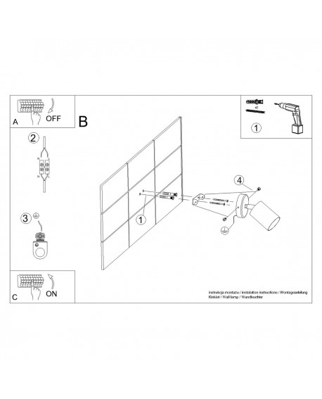 Kinkiet LEMMI 1 czarny Sollux SL.1126