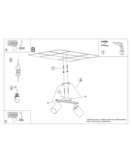 Plafon LEMMI 2 czarny Sollux SL.1127