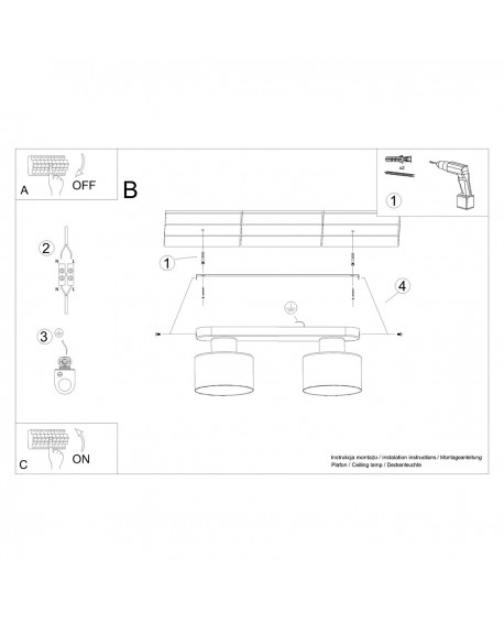 Plafon SAVAR 2 czarny Sollux SL.1130