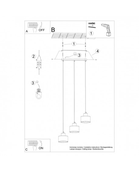 Lampa wisząca SAVAR 3 czarna Sollux SL.1133