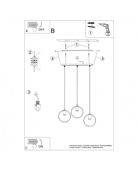 Lampa wisząca TITRAN 3 biała Sollux SL.1138
