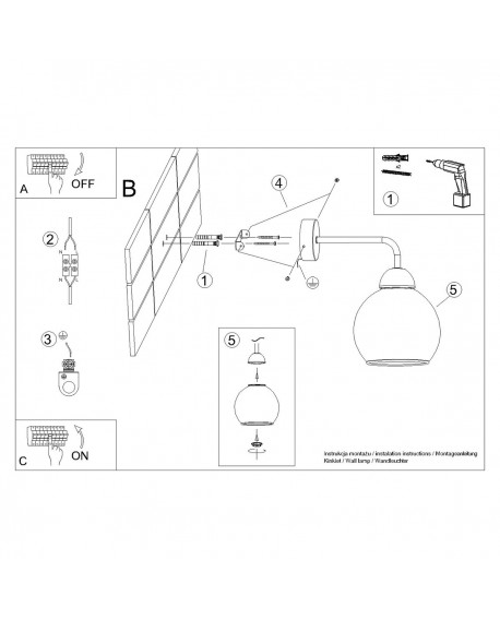 Kinkiet ALINO 1 czarny Sollux SL.1139