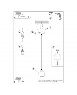Lampa wisząca ALINO 1 czarna Sollux SL.1141