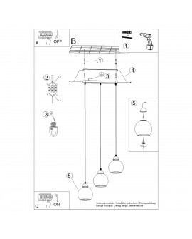 Lampa wisząca ALINO 3 czarna Sollux SL.1142