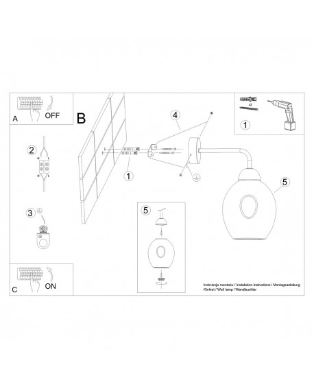 Kinkiet FILLAN 1 czarny Sollux SL.1143