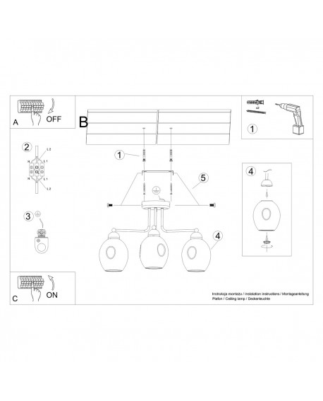 Żyrandol FILLAN 3 czarny Sollux SL.1144
