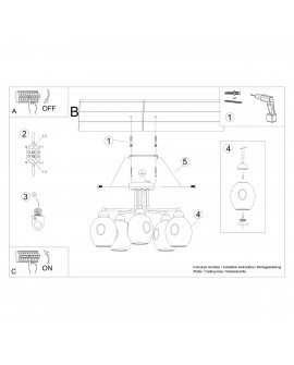 Żyrandol FILLAN 5 czarny Sollux SL.1145