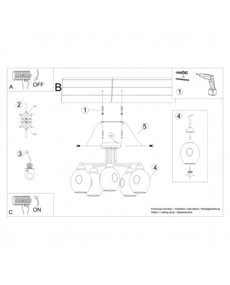 Żyrandol FILLAN 5 czarny Sollux SL.1145
