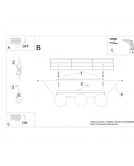 Plafon YOLI 3 biały Sollux SL.1148