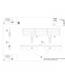 Plafon YOLI 6 czarny Sollux SL.1155